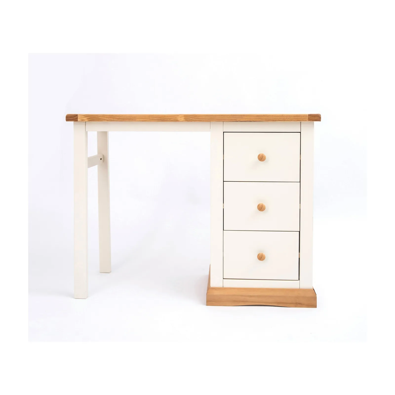 Cabinet Bits Trevi 3 Drawer Desk - Dressing Table Wood Knob in Off-White