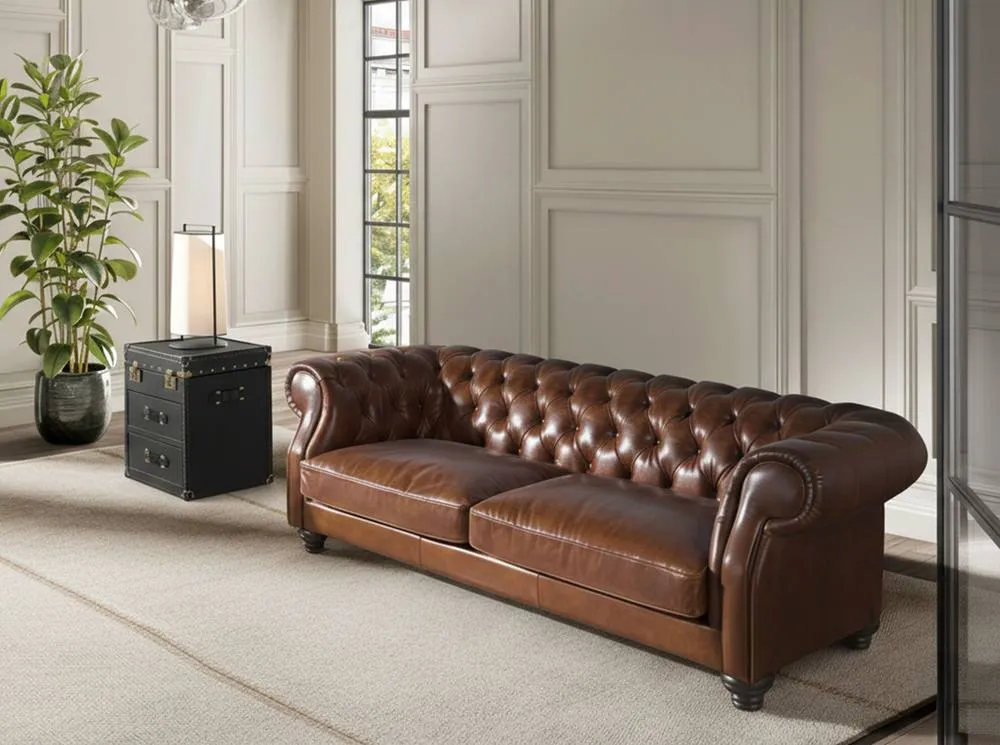 Angel Cerda 3-seater Chester sofa - cognac cowhide leather in Brown 6