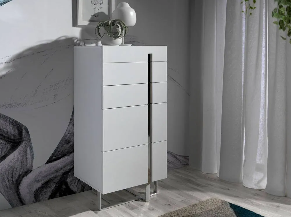 Angel Cerda White MDF Chiffonier with Chrome Legs, 5 Drawers 3