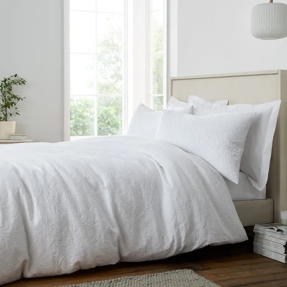 Bianca Fleur Matelasse Jacquard 100% Cotton Duvet Cover & Pillowcase Set 1