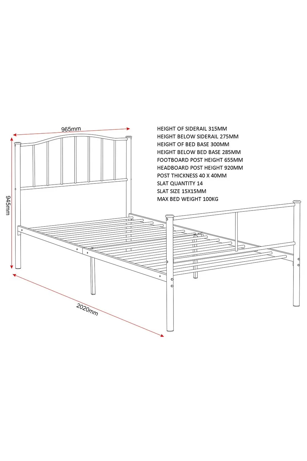 Seconique Newton 3' Single Bed in Black 6