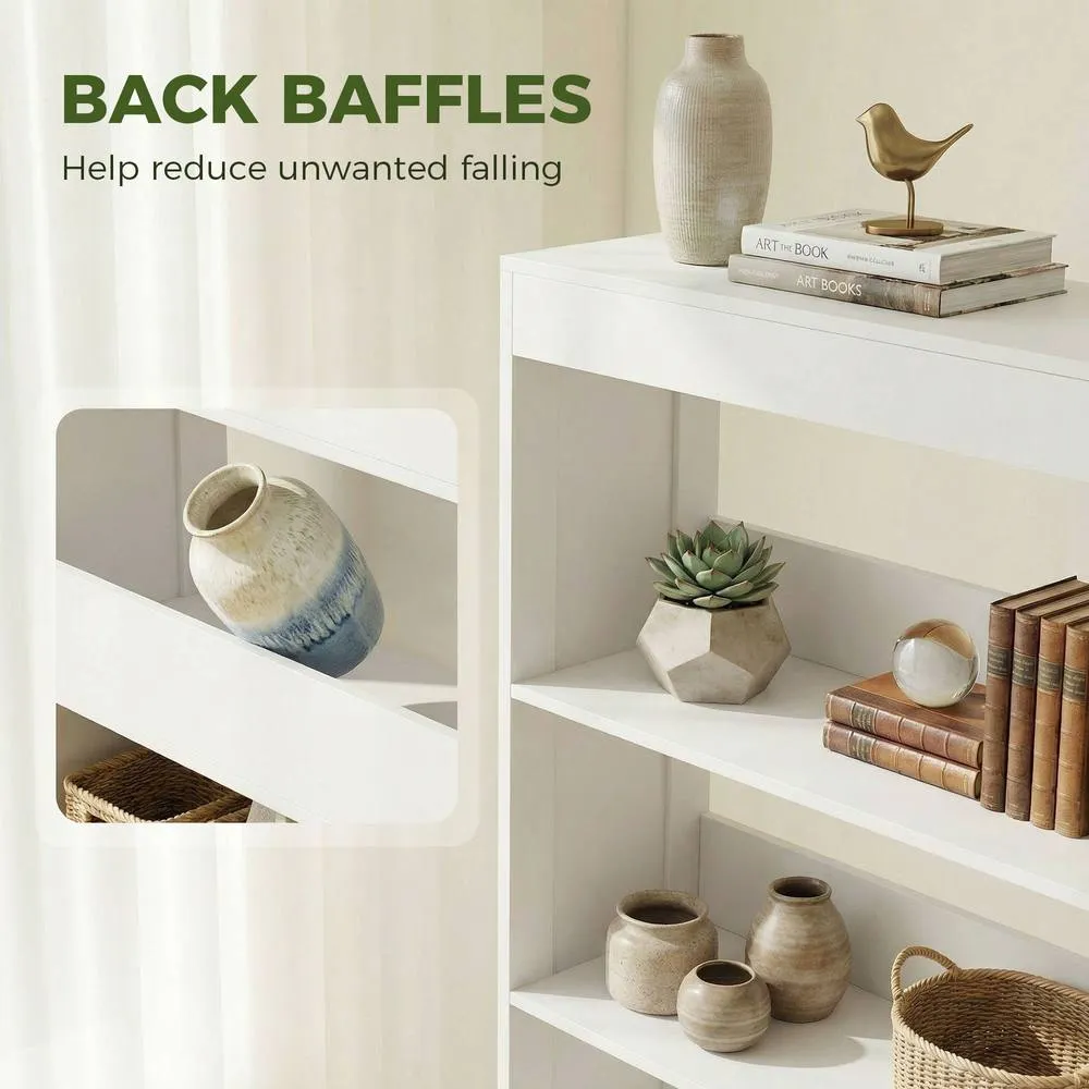 HOMCOM Bookcase, 6-Tier Bookshelf with Anti-Tipping Design, White 6