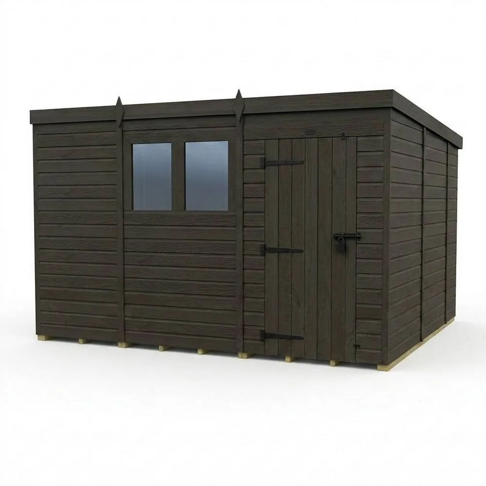 Buttercup Farm 11ft x 10ft Composite Pent Garden Shed Single Door With Windows in Grey 1