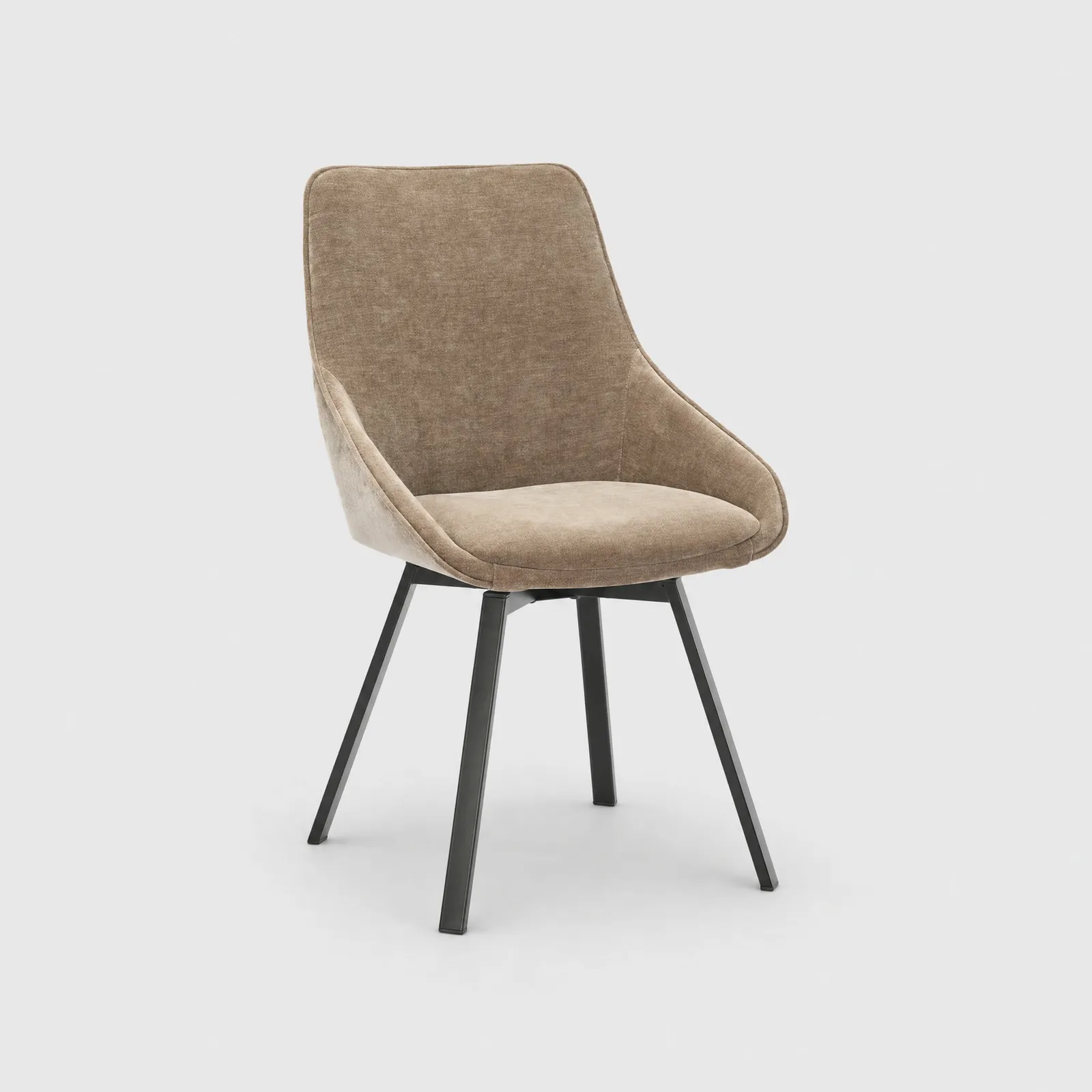 Beckton Dining Chair With 360 Swivel, Brown Fabric | Barker & Stonehouse