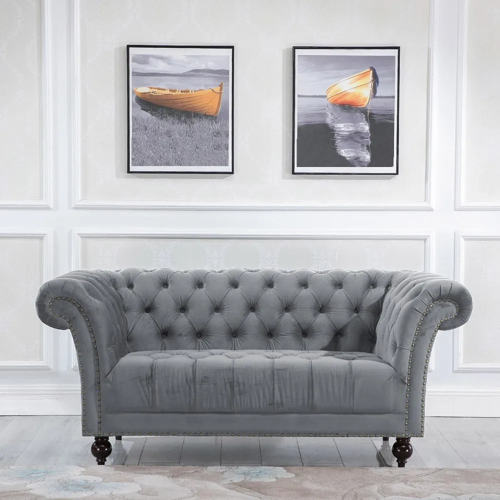 Chester Grey Fabric 2 Seater Sofa