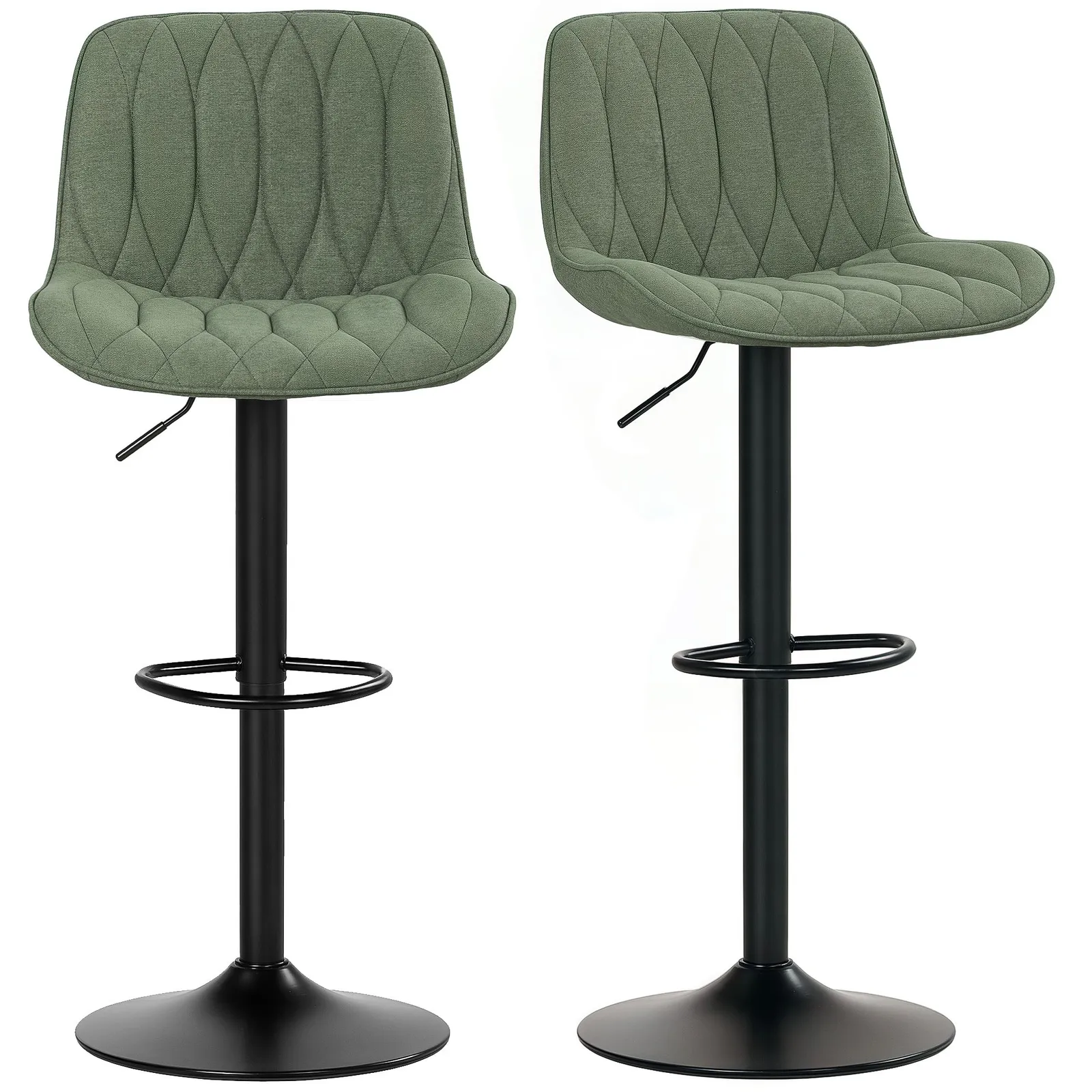 HOMCOM Bar Stools Set of 2, Modern Armless Bar Chairs in Green 1
