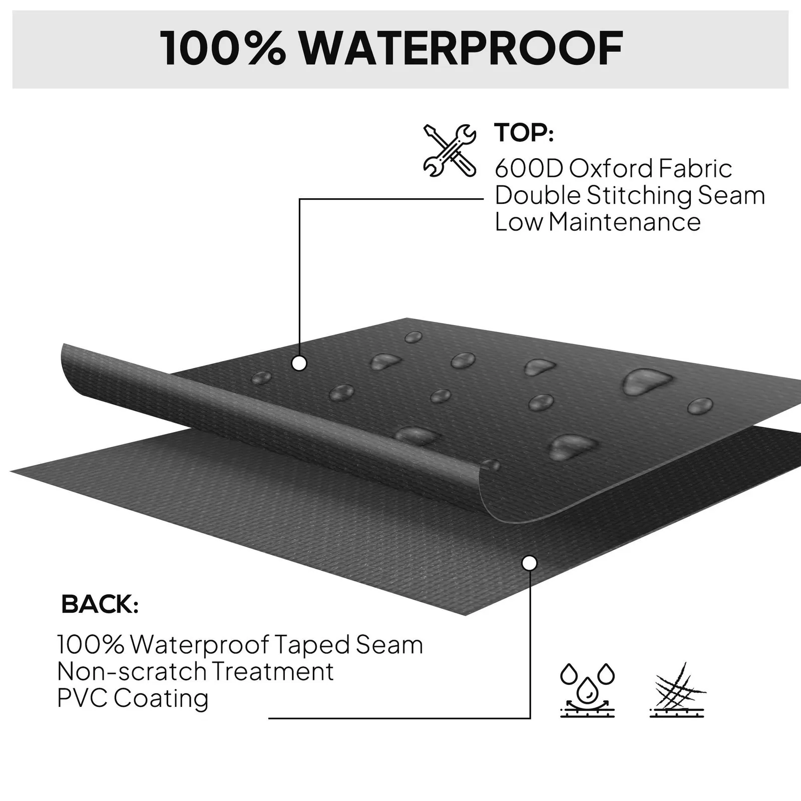 OUTSUNNY 275x205cm Outdoor Furniture Protective Cover Water UV Resistant in Black 6