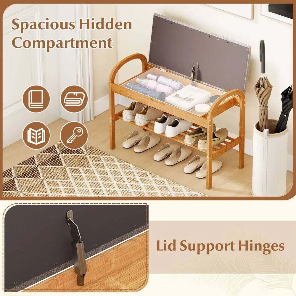 Costway Entryway 2-Tier Shoe Bench in Grey 3
