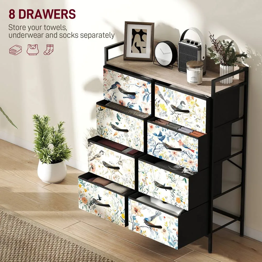 HOMCOM Chest of Drawers, Fabric Dresser with Open Shelf in White 4