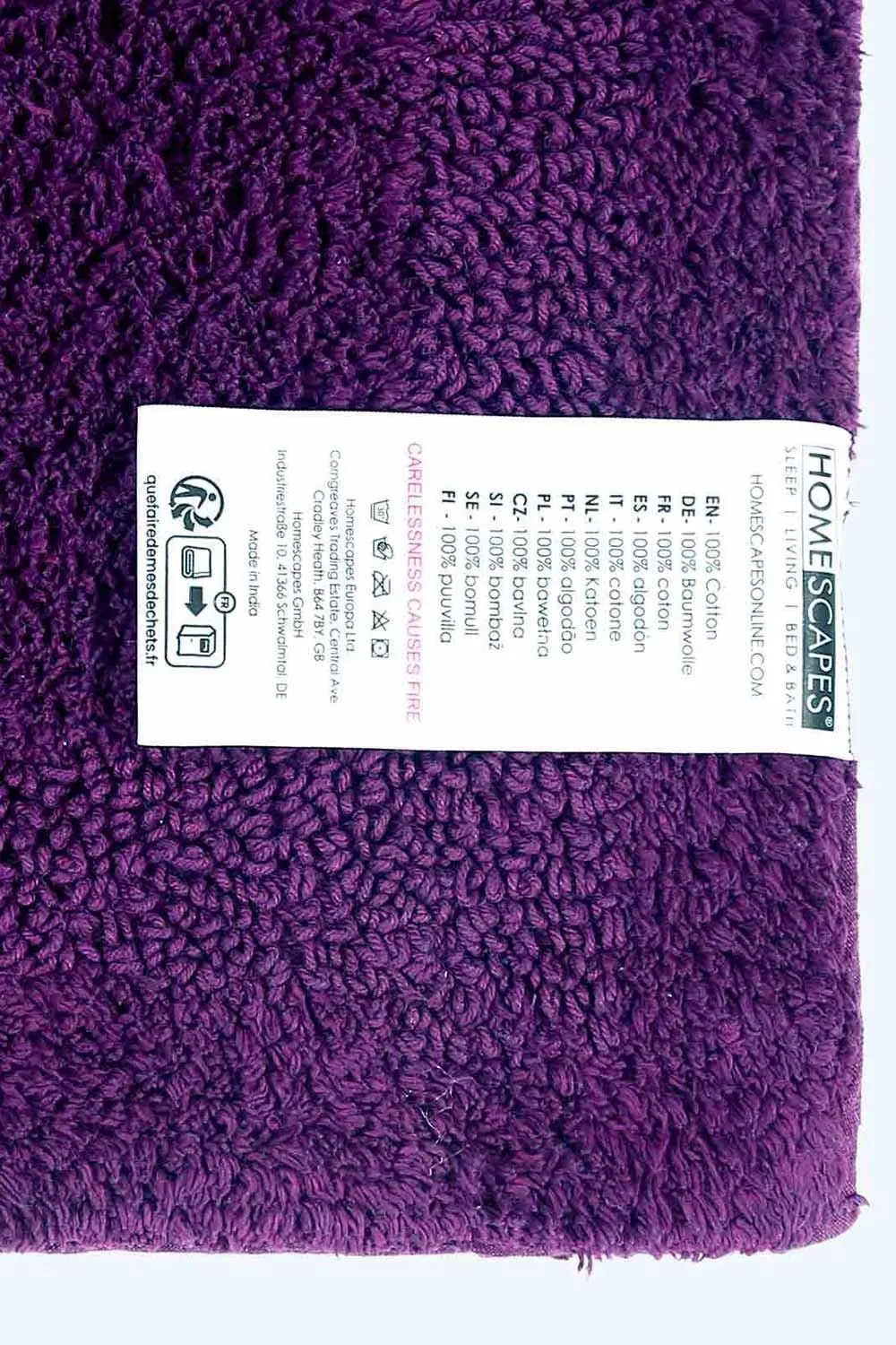 Homescapes Luxury Square Bath Mat 1600GSM 100% Cotton Reversible Shower Mat, 50cm in Purple 3