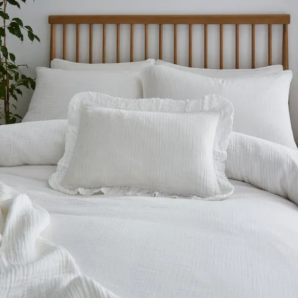 Cotton Muslin Frilled Cushion Cover