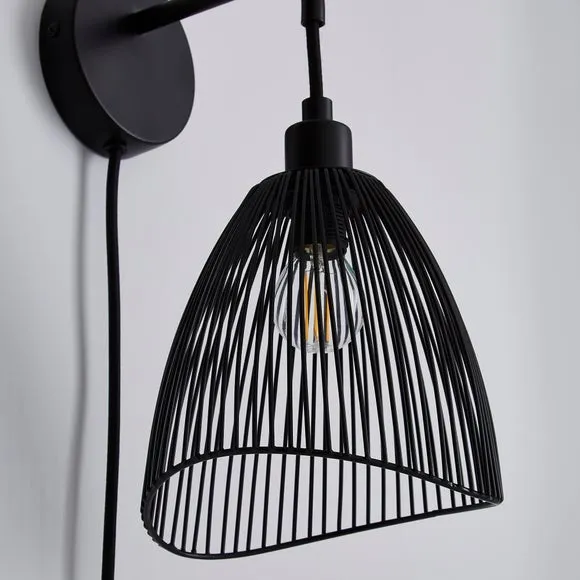 Elements Jaula Rattan Plug In Wall Light 3