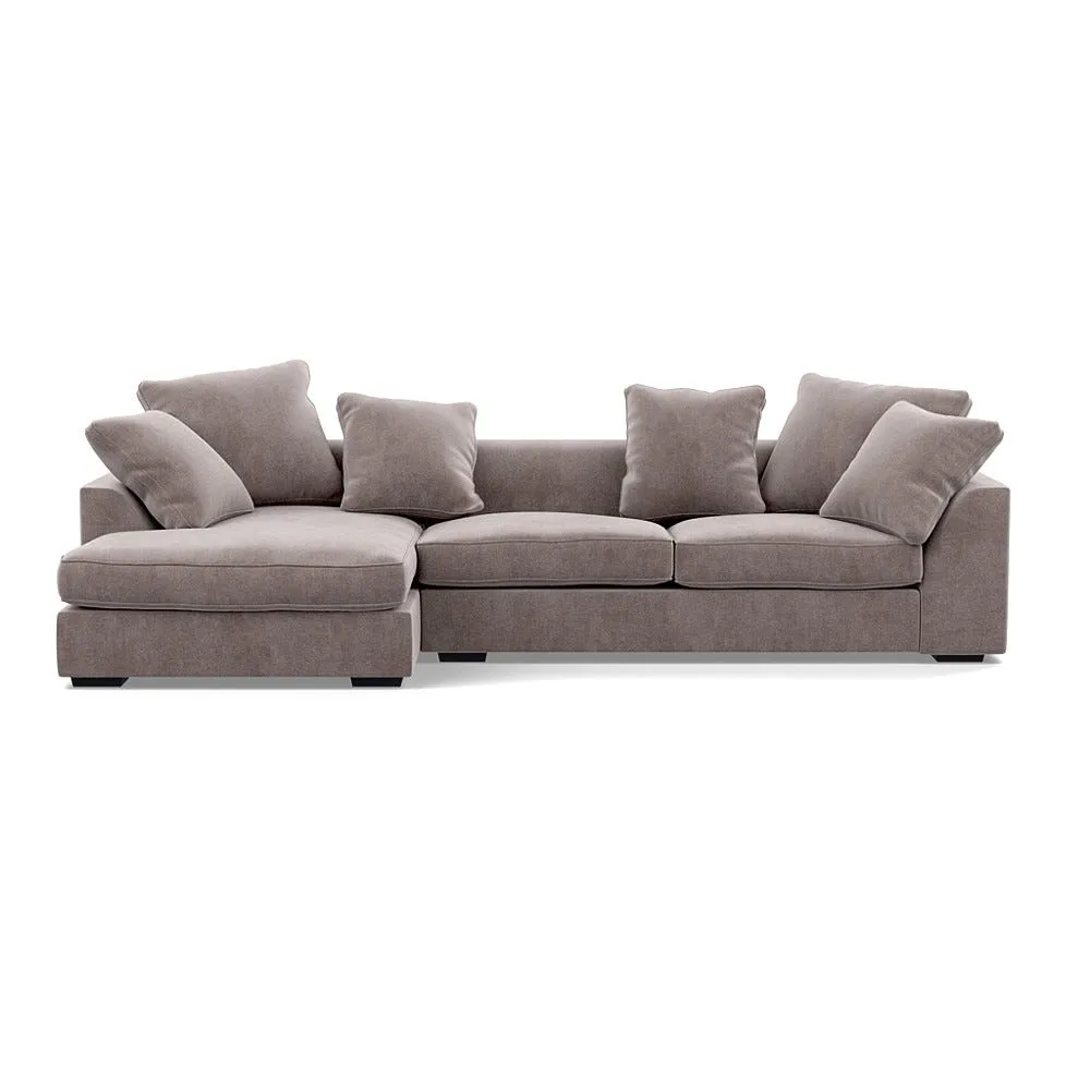 Heal's Cumulus LHF Corner Sofa Smart Luxe Velvet Mushroom Black Feet 1
