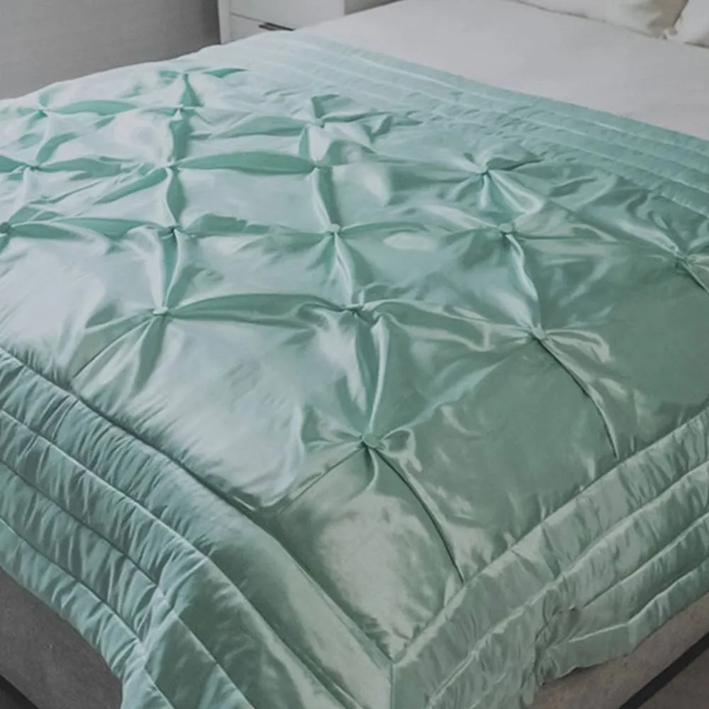 Voltico Buttoned Bedspread 140×200cm - Teal/Plum/Natural/Silver in Teal