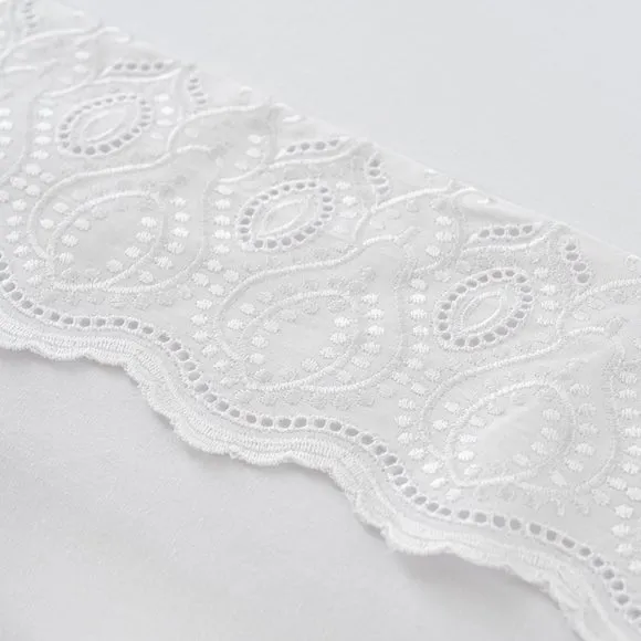 Broderie Lace Edge 100% Cotton Duvet Cover & Pillowcase Set 3