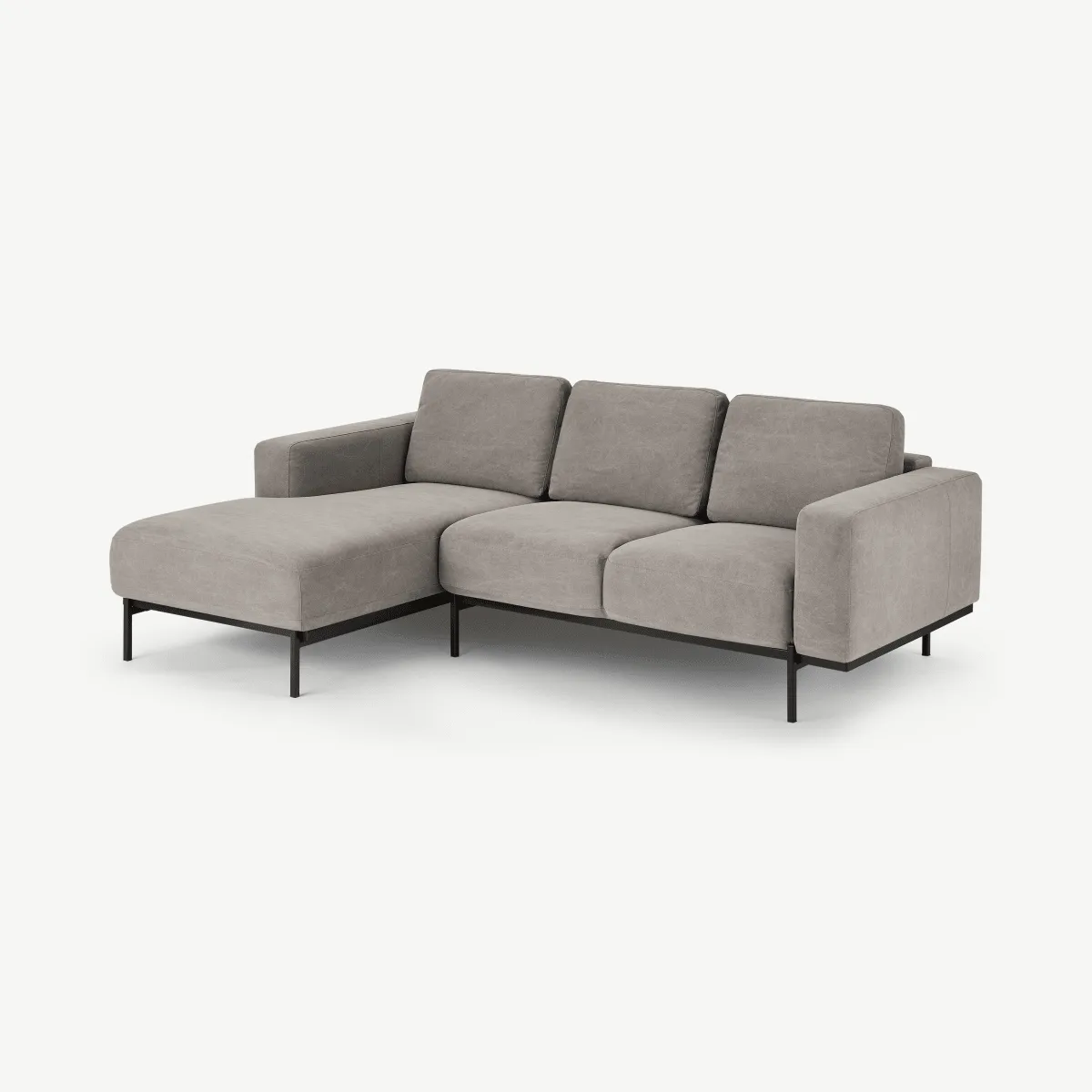 Jarrod Left Hand facing Chaise End Corner Sofa, Washed Grey Cotton Fabric