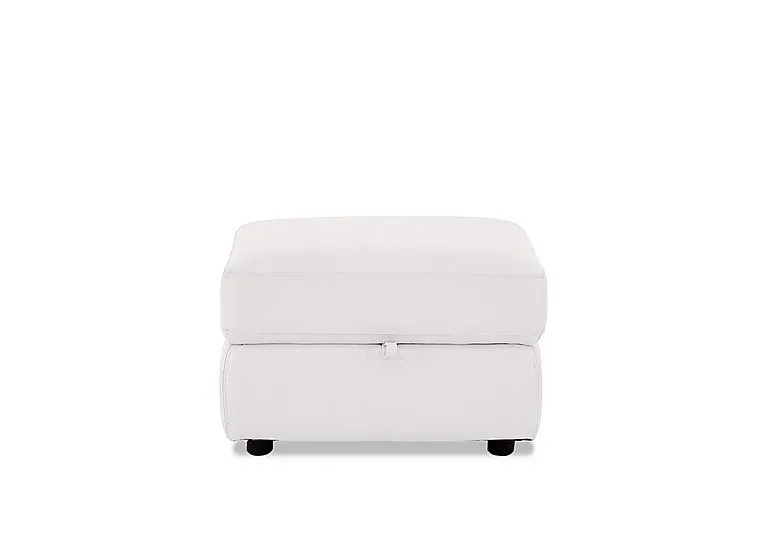 Touch Leather Storage Footstool - BV Star White