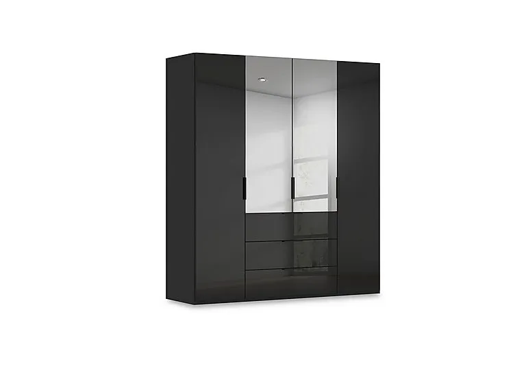 Haven 201cm 4 Door Combi Wardrobe with 2 Glass and 2 Mirror Doors