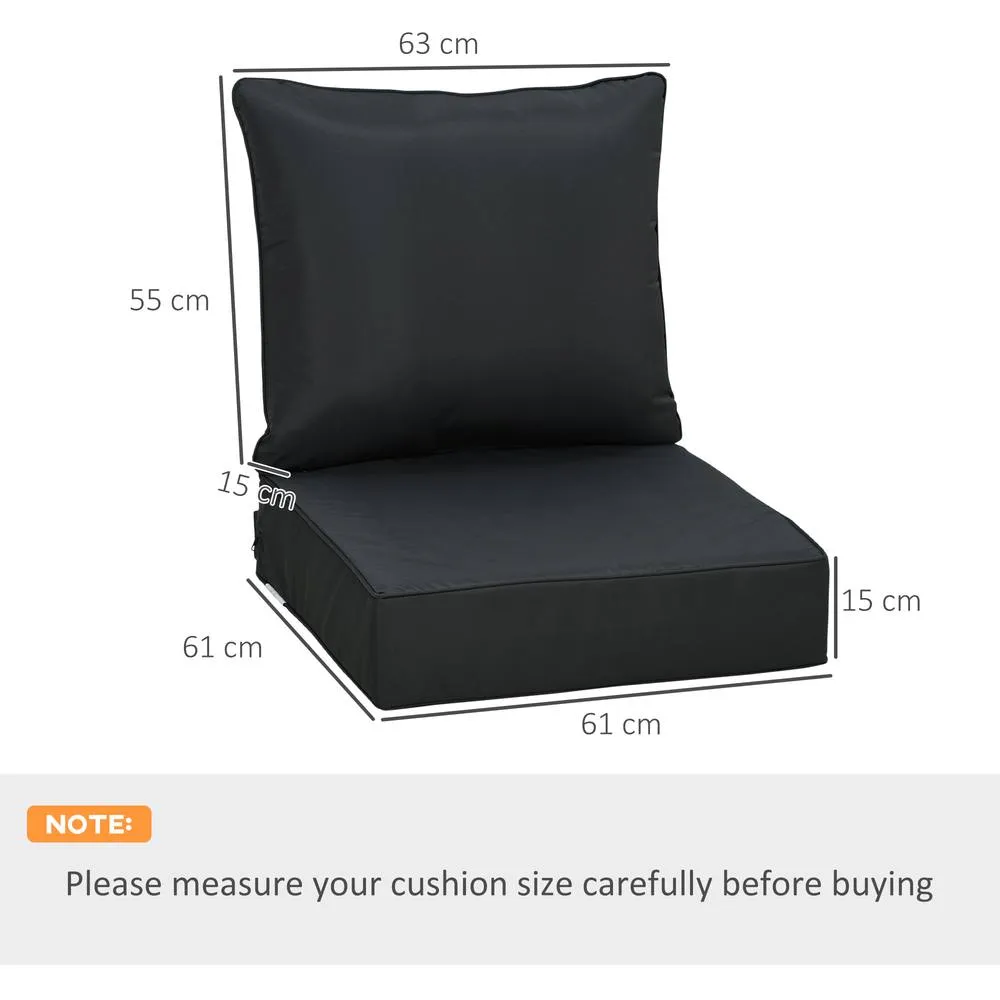 OUTSUNNY Outdoor Seat & Back Cushion Set, Olefin Patio Chair Cushion in Black 3