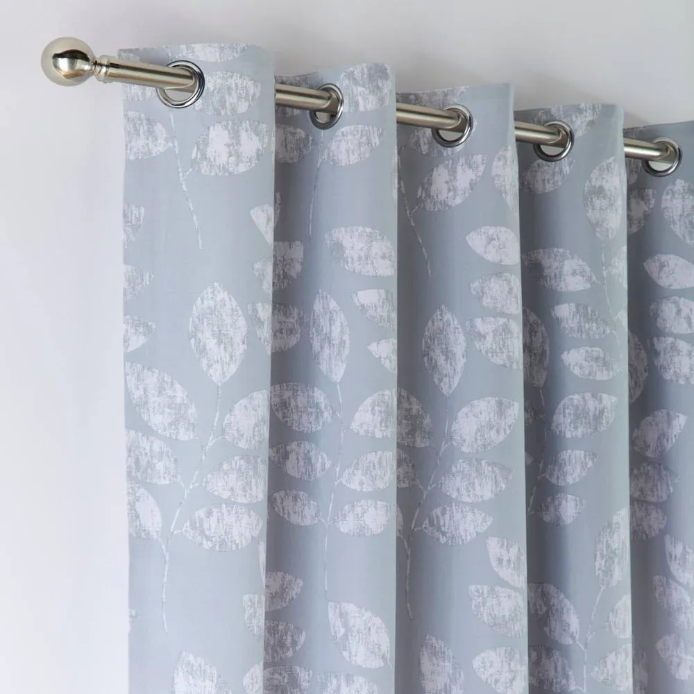 Portfolio Home Boston Botanical Leaf Fully Lined Eyelet Curtain Set 2 Panel Pair in Duck Egg Blue 3