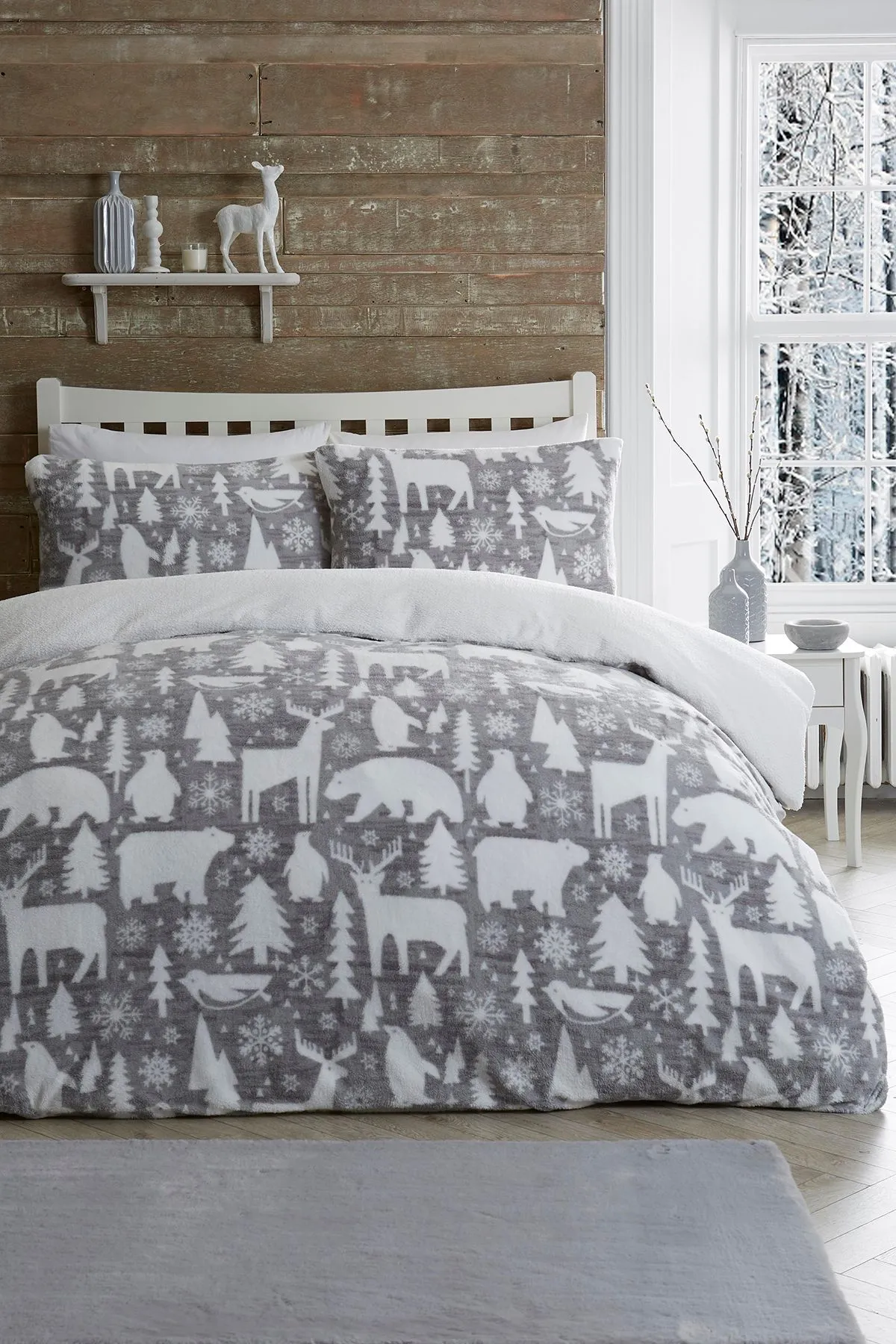 Fusion 'Arctic Animals' Christmas Duvet Cover Set in Grey