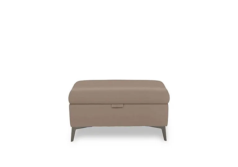 Ezra Leather Storage Footstool - Barley - Living Room Furniture - In Time for Christmas