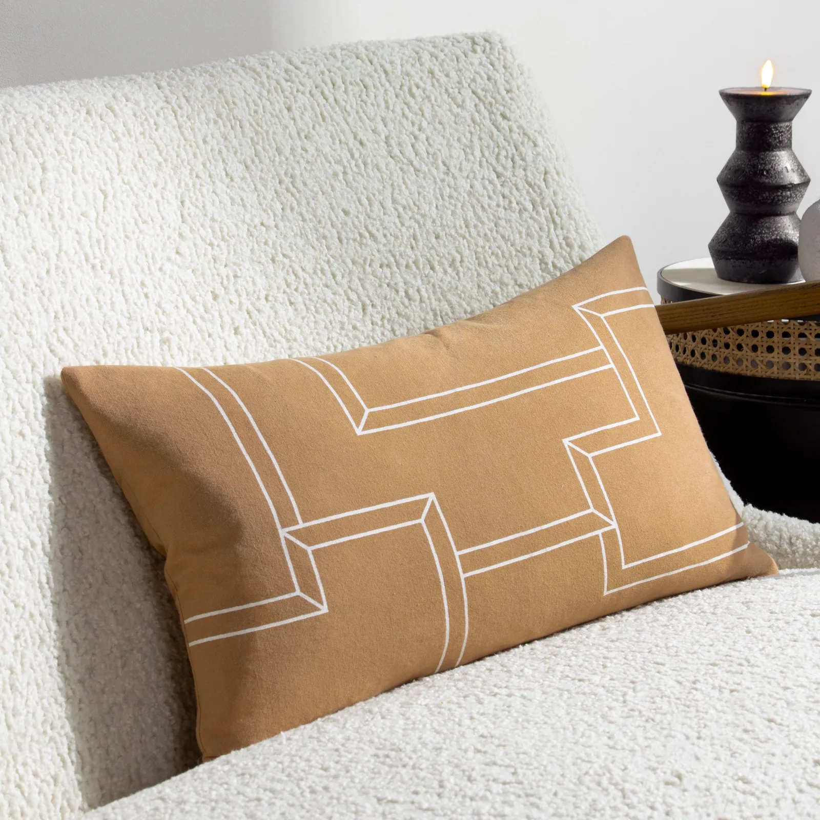 HOEM Marzena 100% Cotton Geometric Cushion in Brown