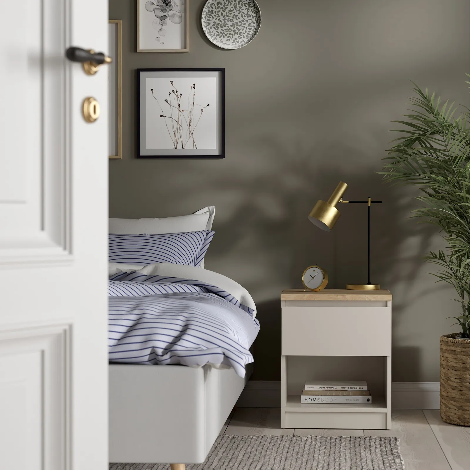 Furniture To Go Naia Bedside 1 Drawer 1 Shelf in Beige 5