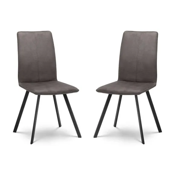 Monroe Set of 2 Dining Chairs, Charcoal Faux Linen 2