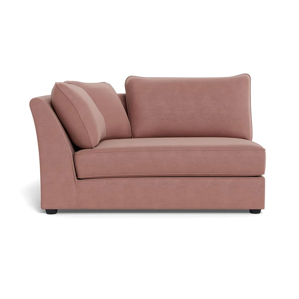 Heal's Tailor Large Curved Left Hand Facing Corner Unit Smart Luxe Velvet Dusky Pink Black Beech Feet