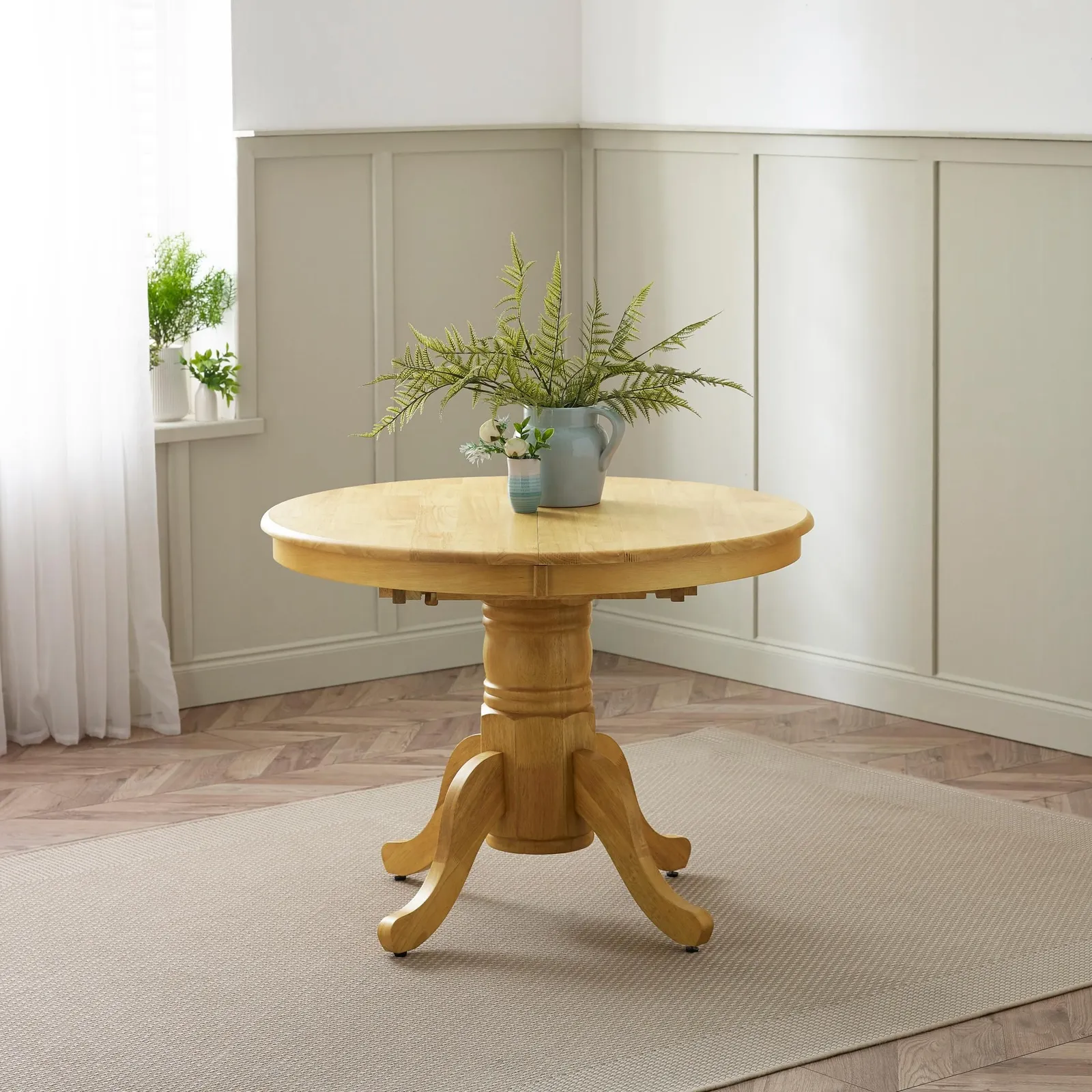 FurnitureboxUK Padstow Wooden Extending Dining Table & 6 Millford Chairs in Light Oak 2