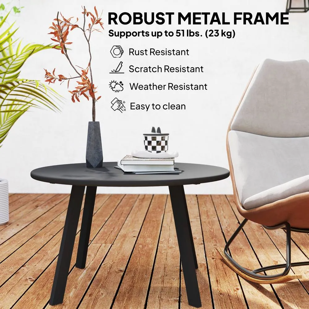 OUTSUNNY 70cm Round Coffee Table with Non-Slip Foot Pads, Charcoal Grey in Dark Grey 5
