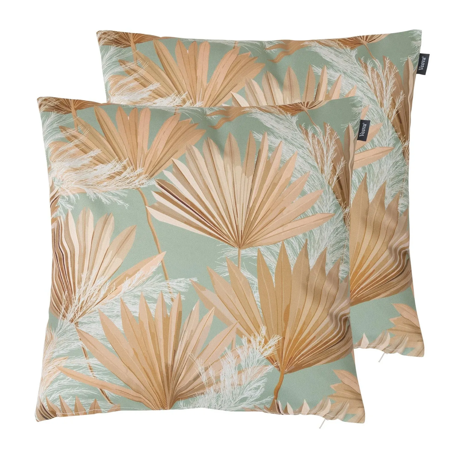 icon Meadow Print Set of 2 Green Outdoor Cushion in Natural