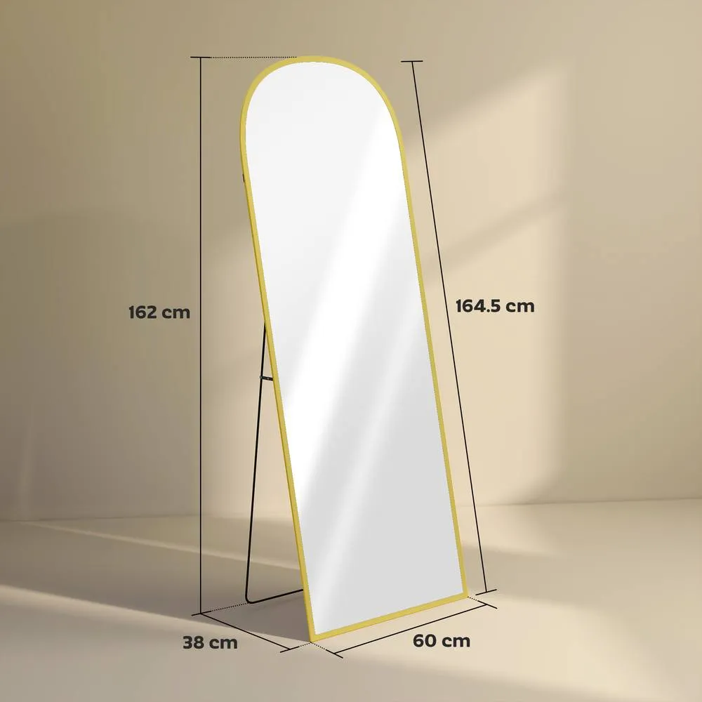 HOMCOM Full Length Mirror with Aluminium Alloy Frame Hanging or Leaning in Gold 3