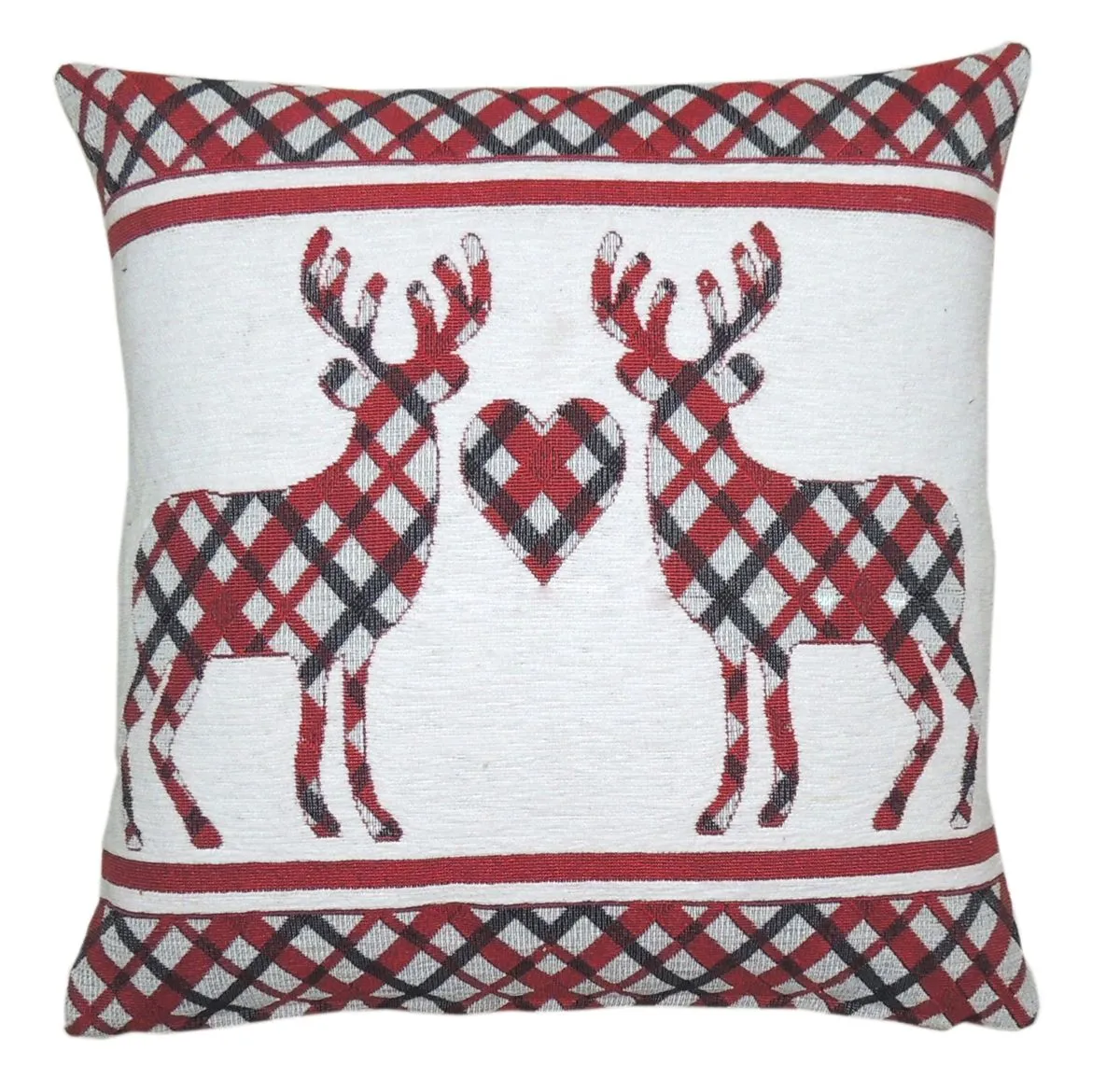 Velosso Chenille Check Filled Christmas Cushion in Red