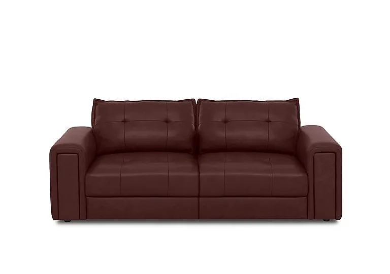 Goliath 3 Seater Leather Sofa with Storage Drawers - Ruby