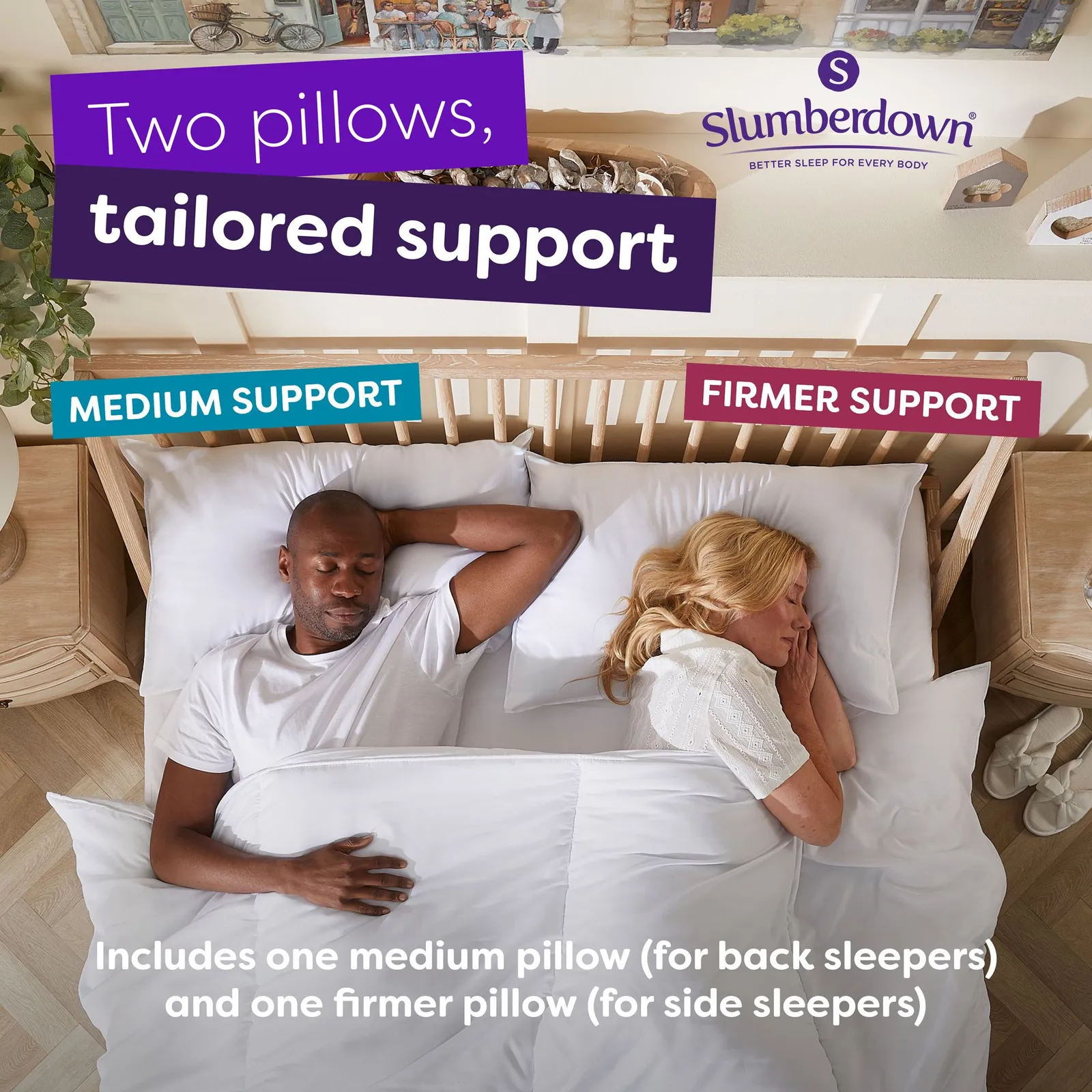 Slumberdown 4 Pack Made For You Two Medium & Firm Support Pillows in White 3