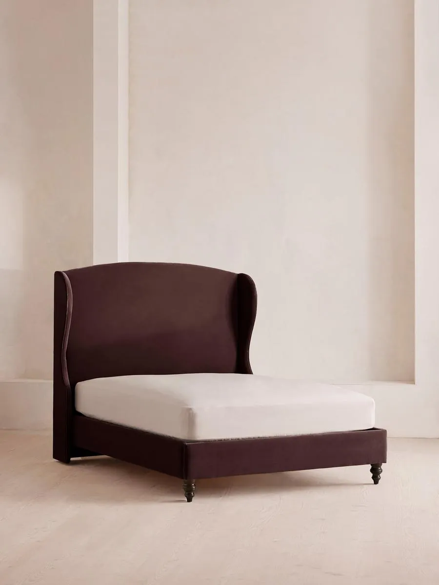 Rivas Bed, King, Velvet, Aubergine