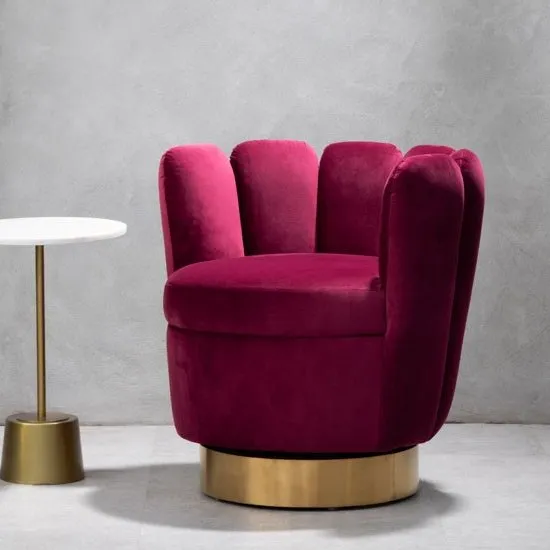 Bealie Velvet Bedroom Chair In Wine