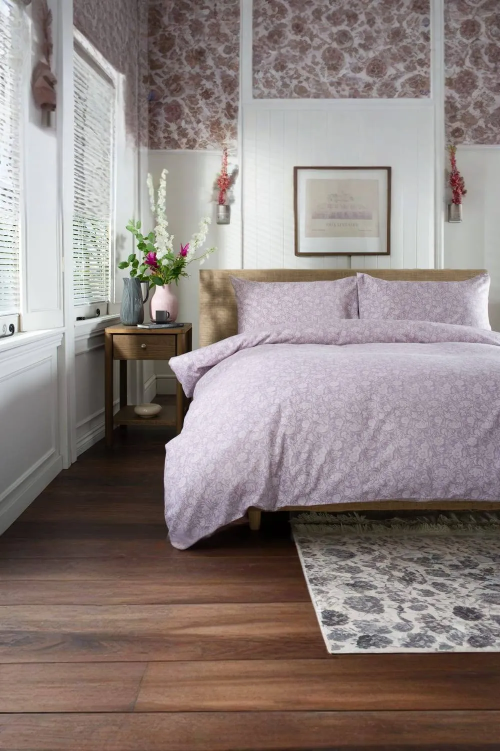 The Lyndon Company William Plush Brushed Cotton Duvet Set in Mauve 3