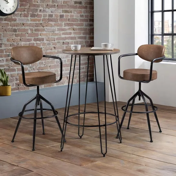 Return - Barbican Adjustable Height Bar Stool, Brown Faux Leather 2