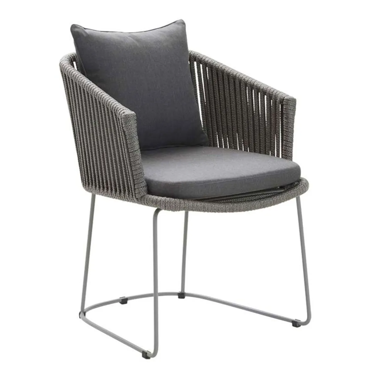 Cane-line Moments Set of 2 Dining Chairs with Seat and Back Cushions, Grey, Natte