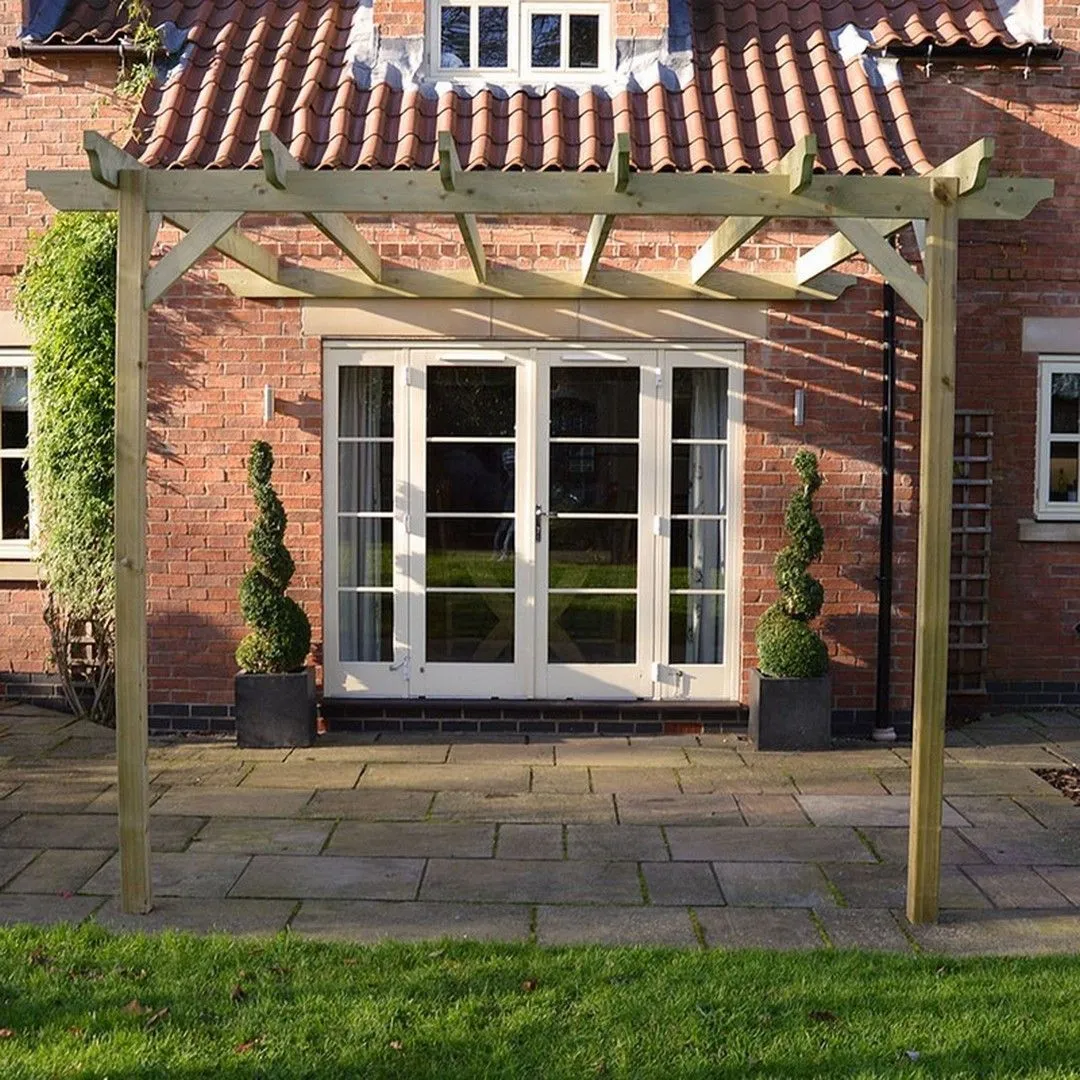 Rutland County Garden Furniture Ltd Wall Mounted Garden Pergola, Wood, L180 x W180 x H270 cm - Light Green 6