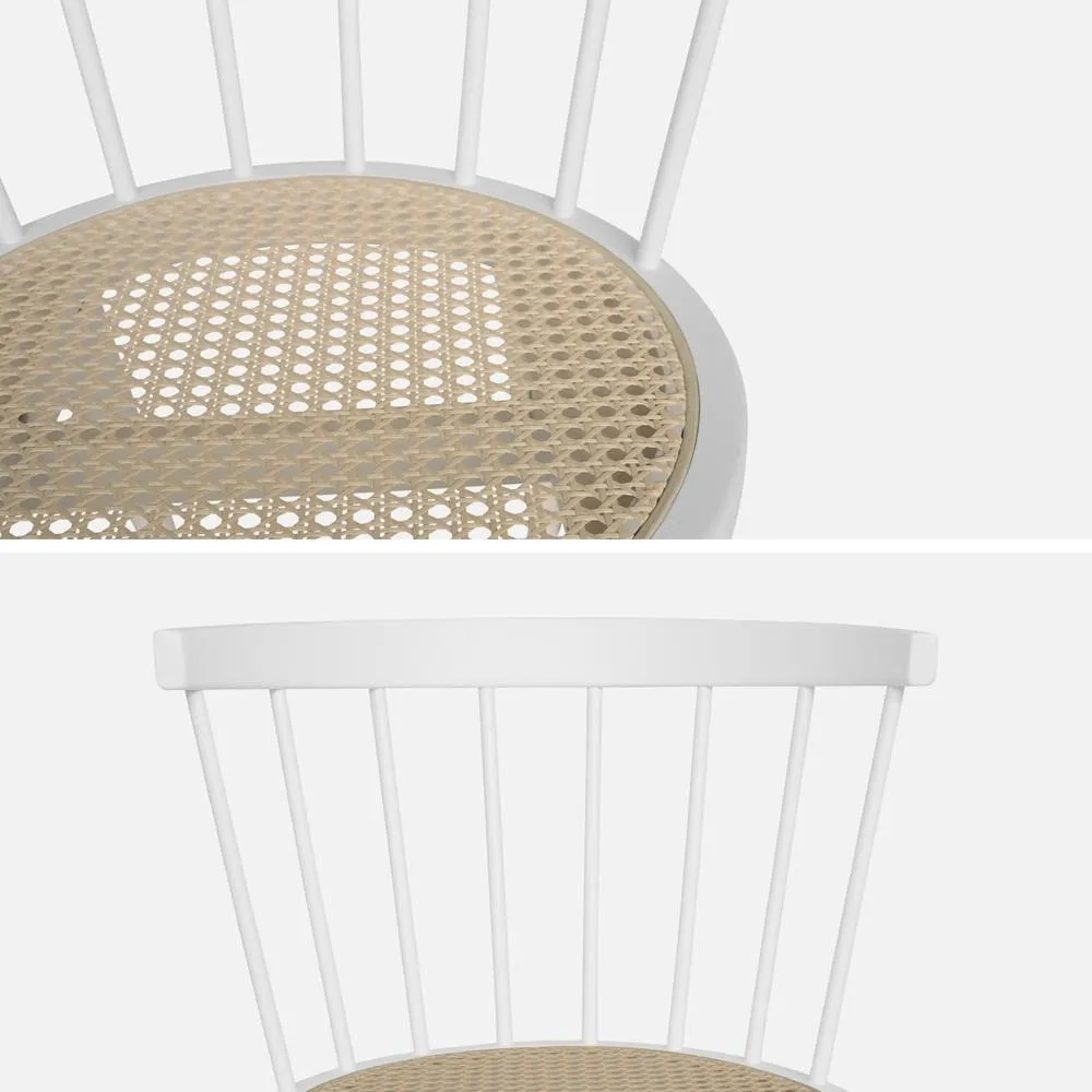 sweeek Pair Of Wood & Cane Dining Chairs in White 4