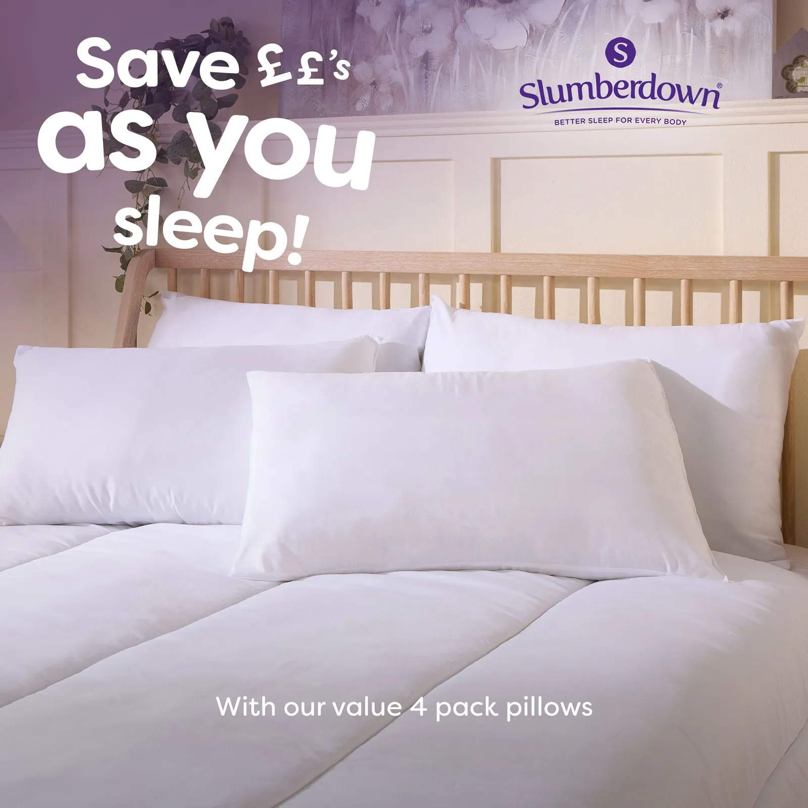 Slumberdown 2 Pack Cosy Nights Super Support Side Sleeper Firm Pillows in White 5