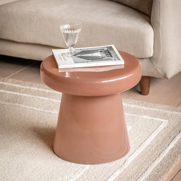 Ambrose Side Table, Coral & Glass