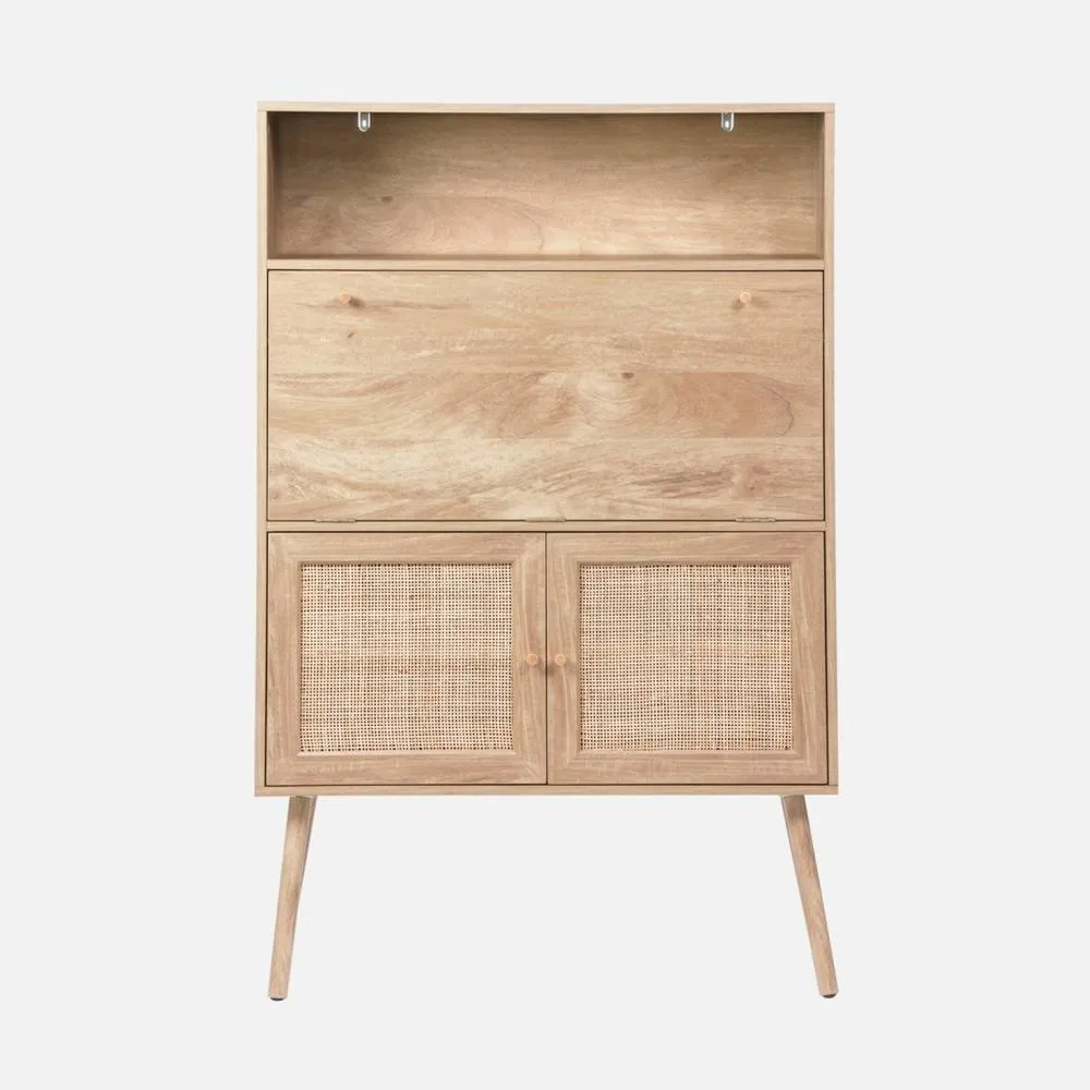 sweeek Writing Desk With Shelves With 2 Doors in Light Brown 3