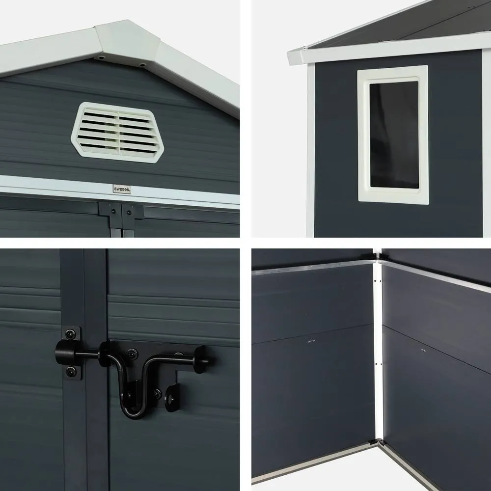 sweeek 3.65 M² Plastic Garden Shed in Dark Grey 6