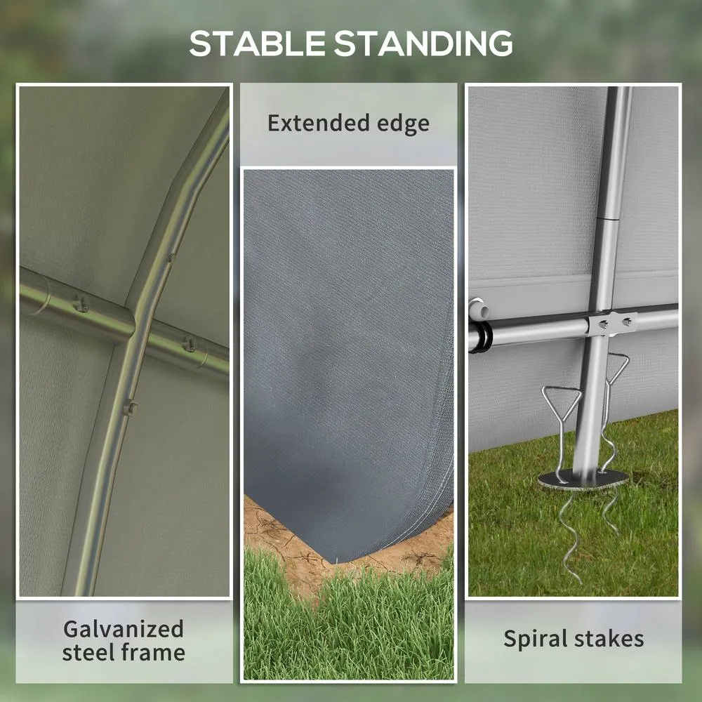 OUTSUNNY 3 x 3(m) Garden Storage Tent, Heavy Duty Outdoor Shed, Grey 5