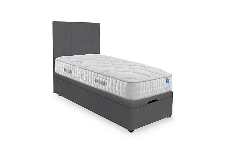 Memory Luxe End Lift Ottoman Divan Set - Small Single - Plush Dark Grey